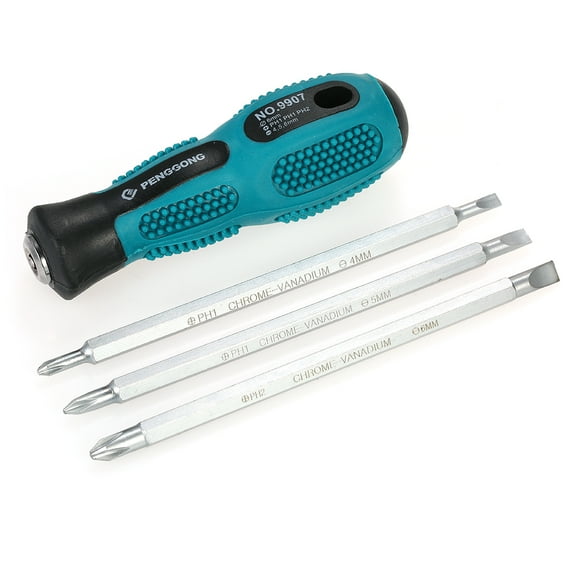 PENGGONG 4pcs Multi-functional Insulated Screwdrivers Set with Magnetic Two-Way Slotted & Phillips Bits Electrical Work Tools Kit