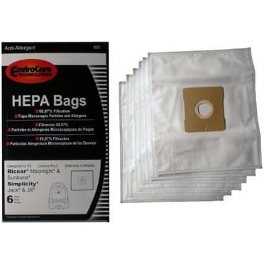 6-Pack Riccar Vacuum Bags For Canister & Sunburst Models – Simplicity, Jack, Jill, Z SLZ-6 Compatible
