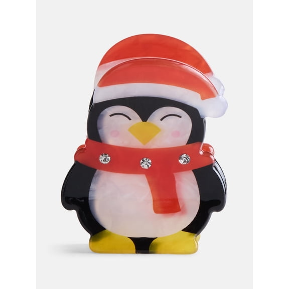 Holiday Time Women's Penguin Hair Claw Clip