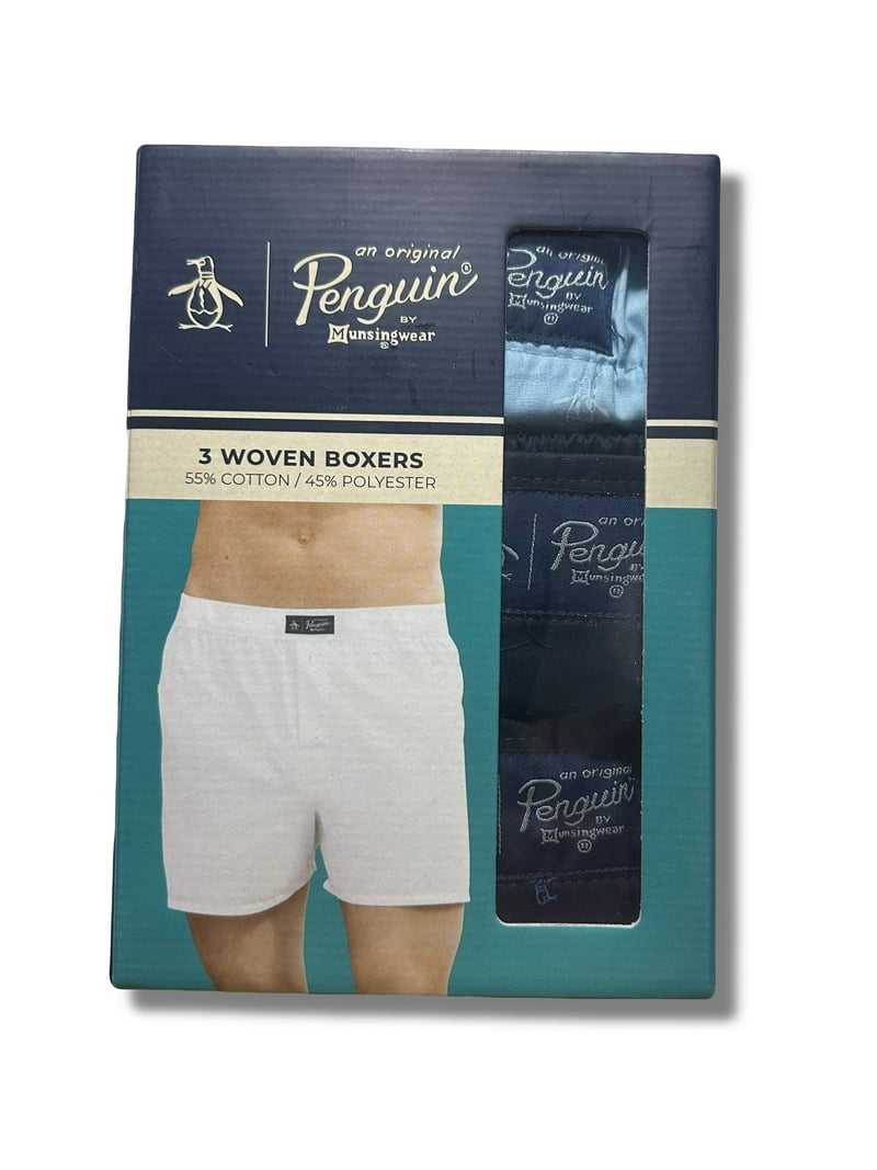 Penguin Men's Pack 3 XLarge - Teal Blue Woven Boxer Brief