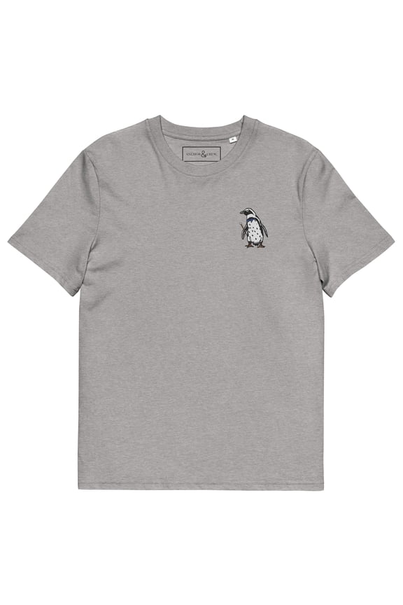 PENGUIN SUIT ACTUAL LIFE ORGANIC COTTON EMBROIDERED T-SHIRT Heather Grey - Medium