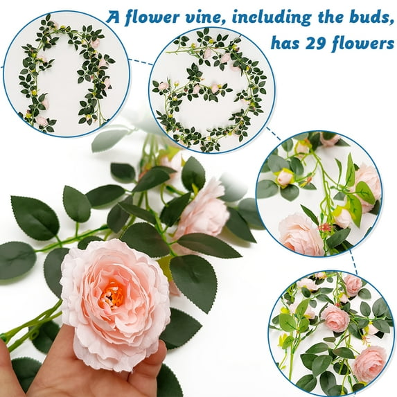 PENGXIANG 13-26 FT Flower Garland Fake Rose Vine Artificial Flower Hanging Rose Ivy Home Hotel Office Wedding Party Garden Craft Art Décor