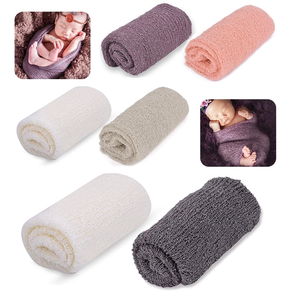 PENGXIANG 2 Pcs Newborn Baby Photography Props Elastic Knitted Photographic Swaddling Clothes Soft And Breathable Blanket Wraps For Infant Boys Girls