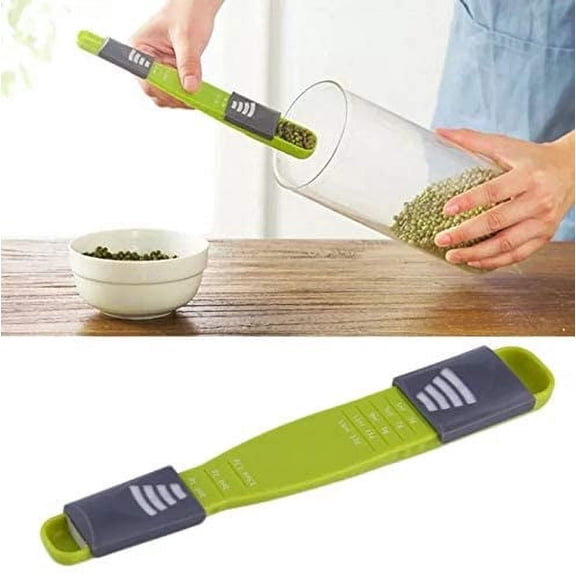 PENGXIANG 2pcs Adjustable Measuring Spoon, Kitchen Double Sided Powder Metering Spoons Tool 8 Stalls Metric Spoon, for Baking Cooking Coffee Sugar Salt Milk Powder Spices