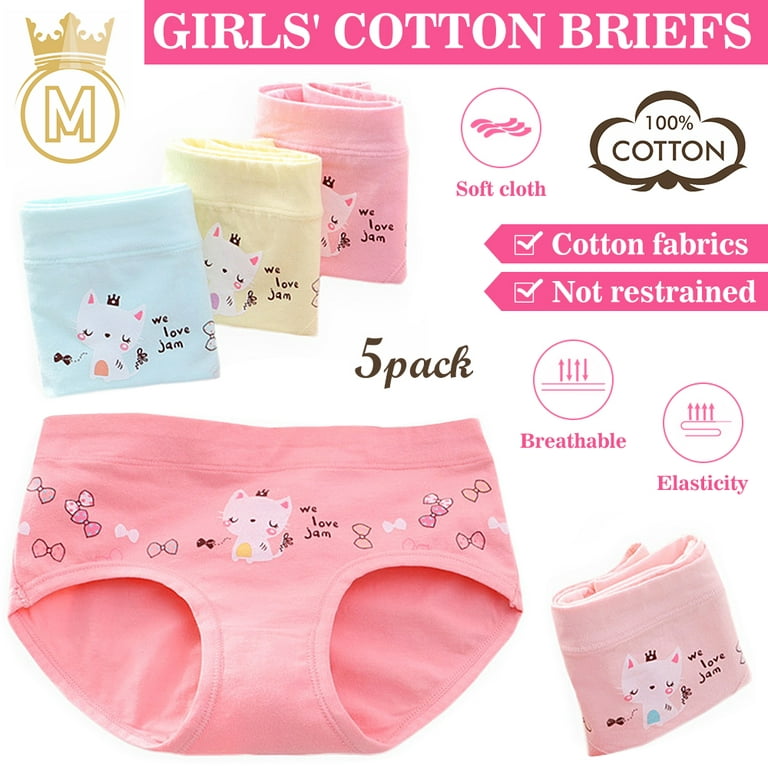 6 Pack Baby Girls Underwear Breathable Cotton Briefs Comfort Panties 2-10T