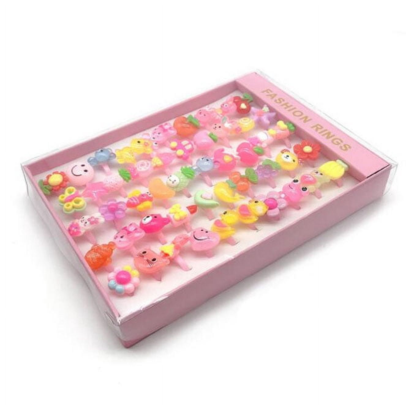 PENGXIANG 50 pcs Girls Crystal Adjustable Rings, Princess Jewelry ...