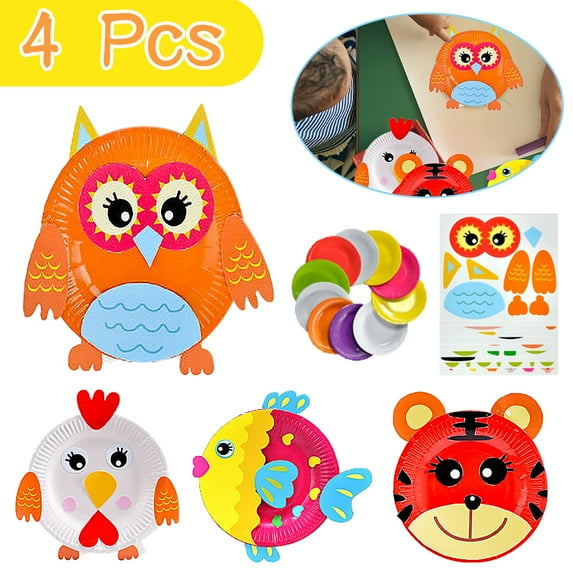 PENGXIANG Art Craft Gift for Kids 10 PCS Paper Plate Art Kit for Girl Boy Toy DIY Animal Art Supply Projects Toddler Creative Activity Children Preschool Classroom Party Game Crafts (Set A)