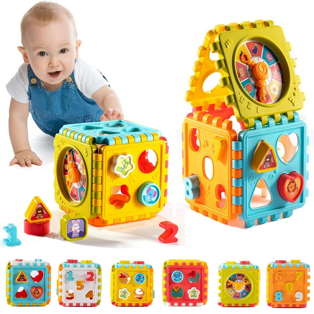 PENGXIANG Baby Activity Cube Toddler Toys - 6 in 1 Shape Sorter Toys ...