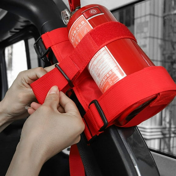 PENGXIANG Black Roll Bar 3 lb Fire Extinguisher Holder Mount Strap for Jeep Wrangler Unlimited CJ YJ LJ TJ JK JKU JL JLU Adjustable Extinguisher Mounting Bracket Strap for Jeep Gladiator JT