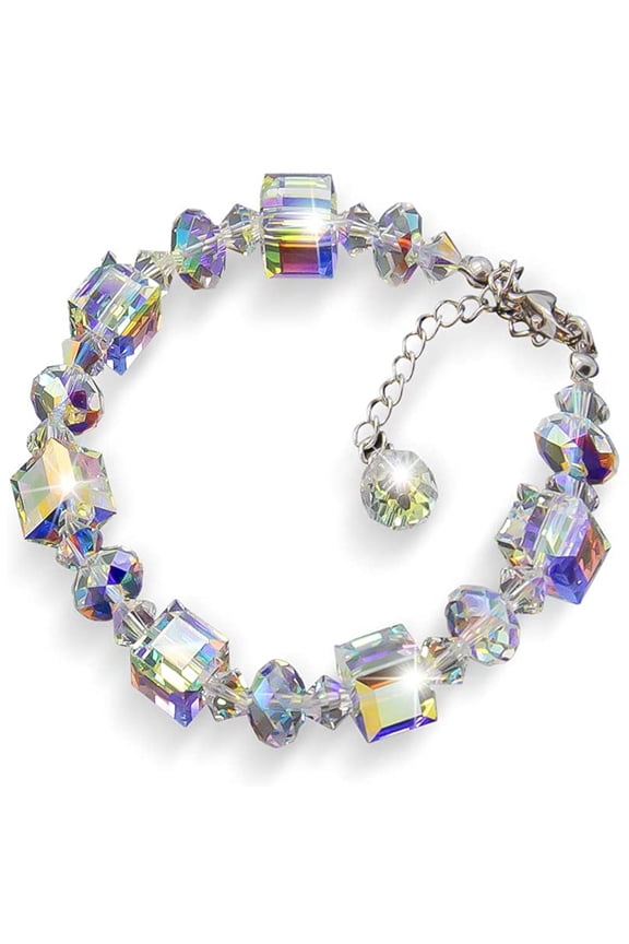 Crystal Bracelet Romantic Dream Northern Lights Glass Rhinestone Link Bracelets Jewelry With Gift Box For Women and Teen Girls