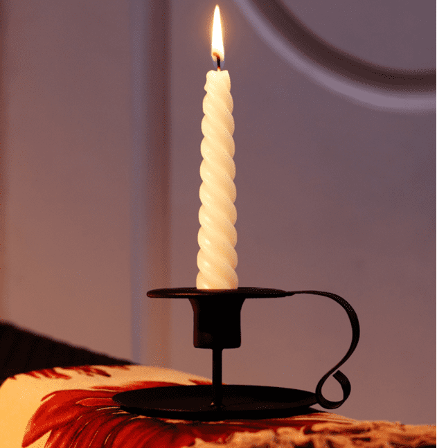 PENGXIANG Decorative Wrought Iron Taper Candle Holder, Matte Black