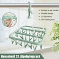 thumbnail image 1 of PENGXIANG Foldable Clip and Drip Hanger, Socks Hanger Underwear Hanger with 32 Clothespins & Wind-Proof Hook, Hanger for Drying Towels, Bras, Baby Clothes, Plastic Laundry Sock Drying Hanger, 1 of 6