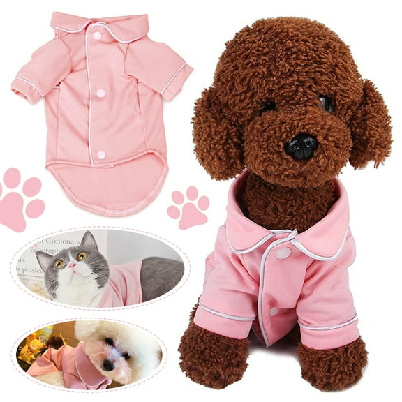 PENGXIANG Pet Jumpsuit Dogs Cats Cartoon Pattern Pajamas Puppy Soft Warm Costume Clothes Pink L