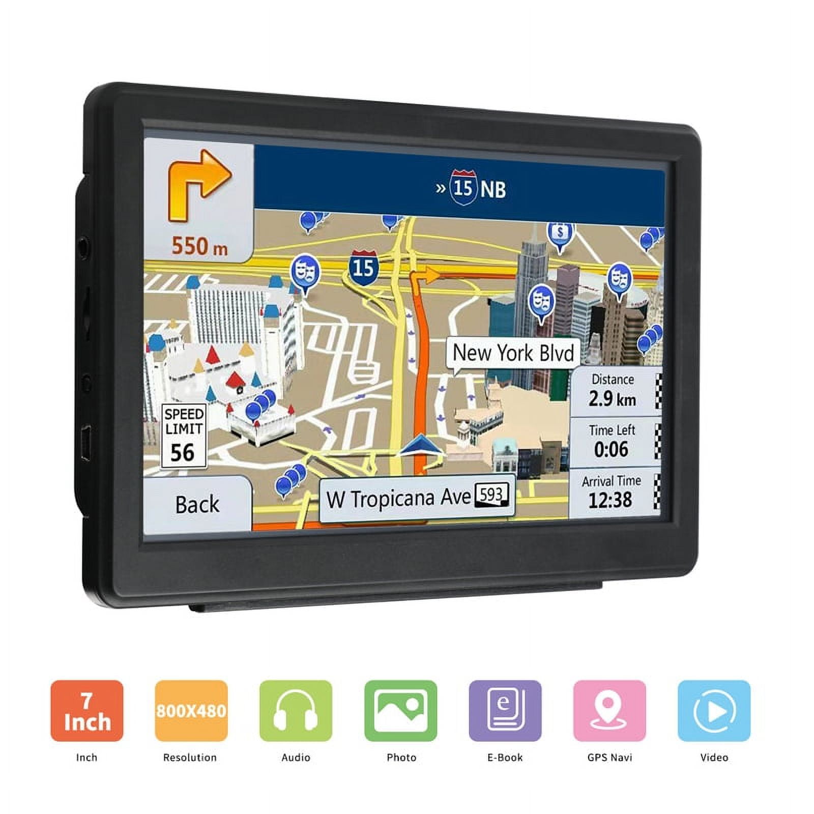PENGXIANG GPS Navigation for Car Truck, Latest Map Touchscreen 7 Inch 8G 256M Navigation System with Voice Guidance and Speed Camera Warning, Lifetime Free Map Update