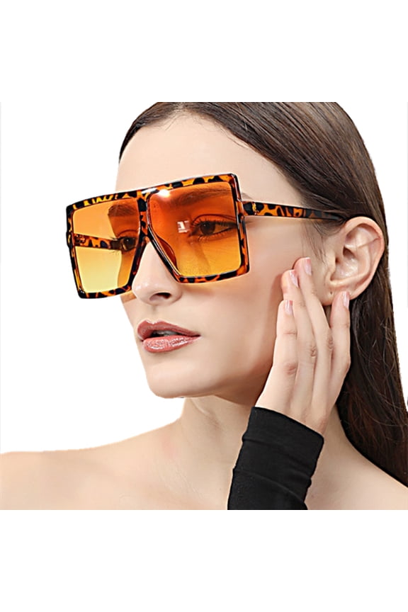 Hip Hop Style Leopard Sunglasses Fashion Big Square Frame Retro Black Anti Ultraviolet UV400 Eye Protection Sunglasses For Outside