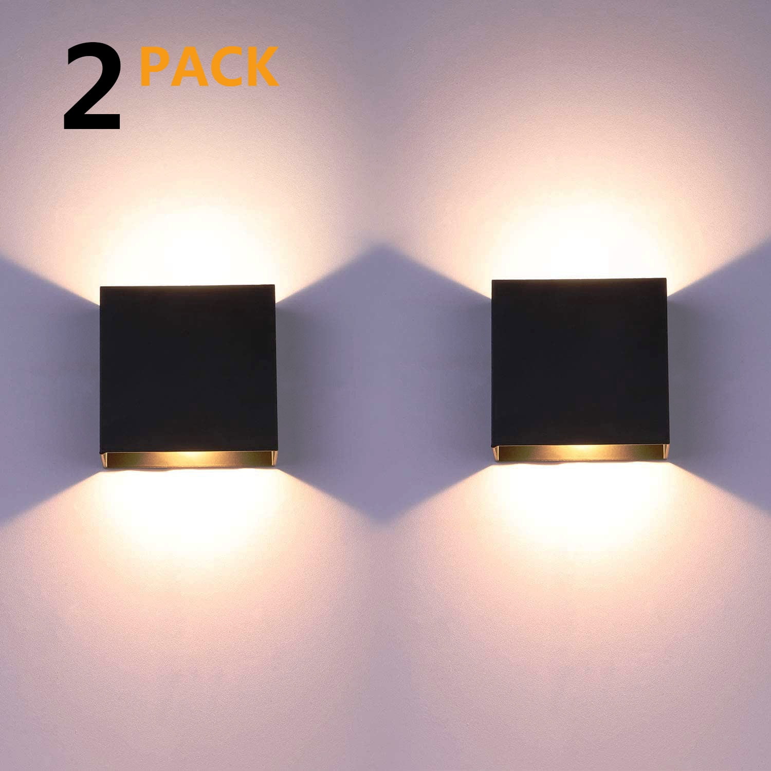 Pengxiang Modern Dimmable 2-Light LED Black Bedroom Wall Sconces (2 ...