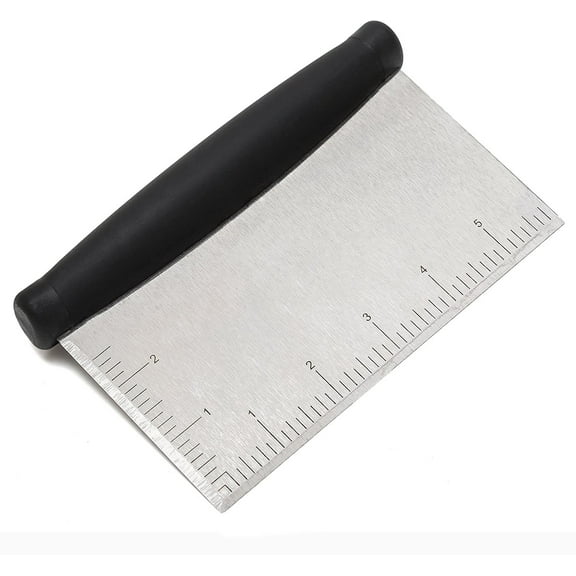 PENGXIANG Metal Griddle Scraper Chopper, Stainless Steel Dough Bench Scraper Pastry Cutter with Measuring Marks, Multi-purpose Kitchen Tool for Flat Top Grilling/Baking/Cooking, Dishwasher Safe