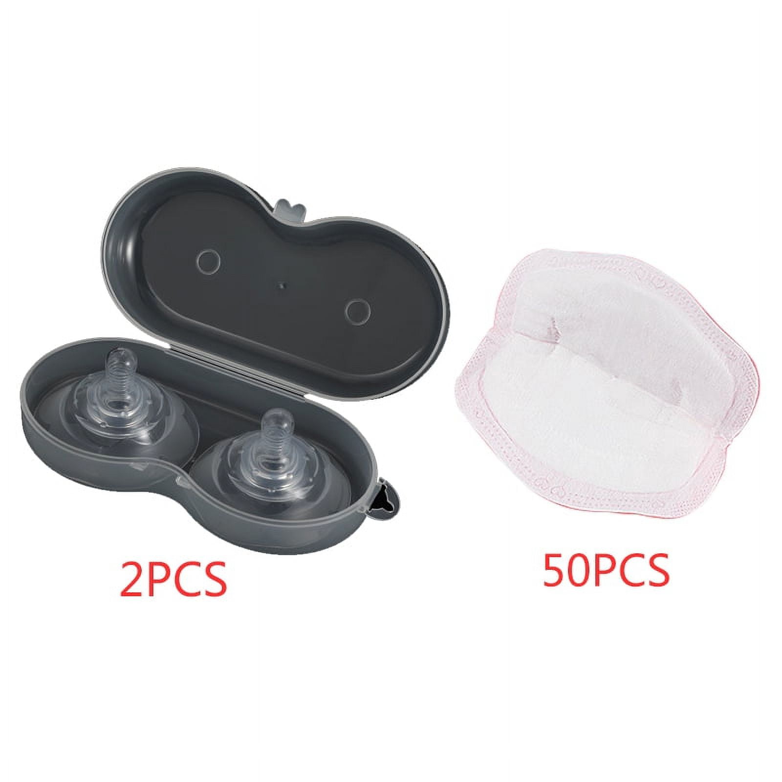 PENGXIANG Rganic Nursing Breast Pads for Mom（50PCS）Contact Nipple Shield for Breastfeeding, Medium Nippleshield, For Latch Difficulties or Flat or Inverted Nipples, 2 Count with Carrying Case