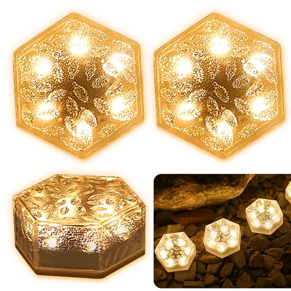 PENGXIANG Solar Ice Cube Shaped Light,Warm light Outdoor Solar Garden Decorative Lights for Walkway Pathway Backyard Christmas Decoration Parties