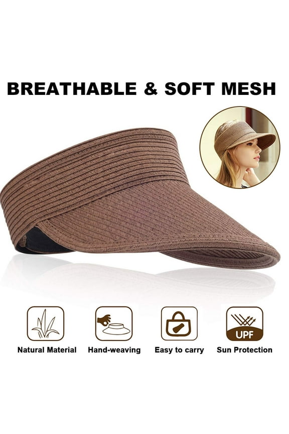 Summer Breathable Sunshade Beach Hat Lady's Straw Hat With Velcro Cool Adult Sun Protection Folding Wide Brim Sun Cap