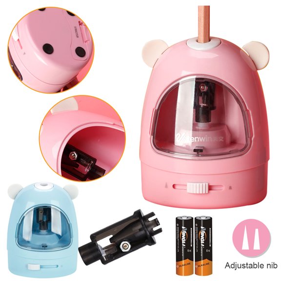 PENGXIANG TENWIN Cute Student Electric Pencil Sharpener Cartoon Automatic Pencil With Strong Helical Blade For Student, Teacher, Painter, Designer （Pink）