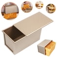 thumbnail image 1 of PENGXIANG Toast Bread Mold Pullman Loaf Pan Non-Stick Carbon Steel Corrugated Bakeware With Box Cover For Baking Cake (8.3X4.3X4.7 Inch), 1 of 7
