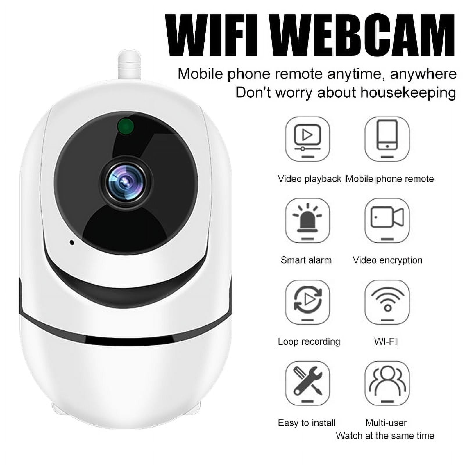 PENGXIANG Wireless Camera, 1080P HD WiFi Pet Camera Baby Monitor, Pan/Tilt/Zoom IP Camera for Elder/Nanny Security Cam Night Vision Motion Detection 2-Way Audio Cloud Service Available Webcam White