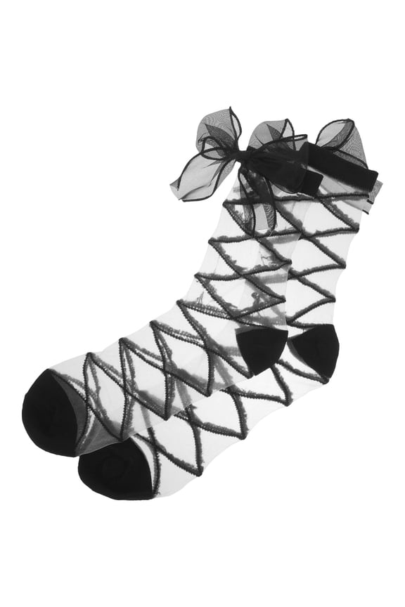 1 Pair Women Dress Socks with Bow Black Bow Shape Fashion Socks