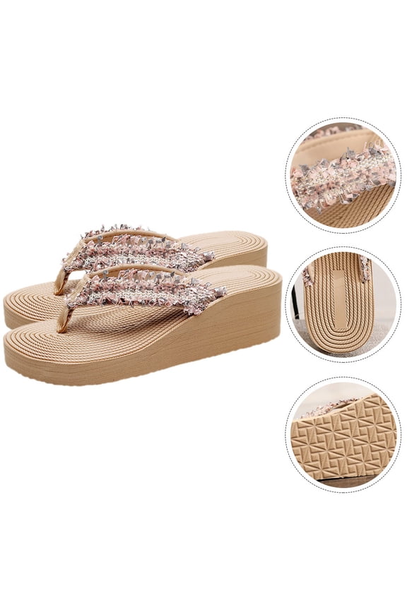 Casual Wedge Sandals for Women Light Brown EVA 1 Pair Rustic Style Comfortable Beach
