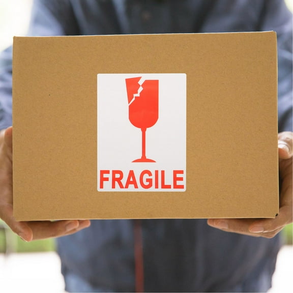 PENIKOKO 1 Roll Red Package Fragile Label With Warning Labels For Safe Handling Of Moving Items