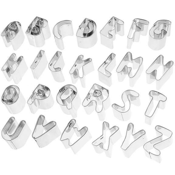 PENIKOKO Creative Cookie Mold Set Alphabet Cookie Cutters Silver Stainless Steel 1 Set 4.8x4.8x1In