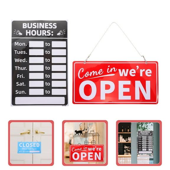 PENIKOKO Business Hours Sign Set, Clear Opening Hours Display for Store, Bank, Office, 30x15in PVC