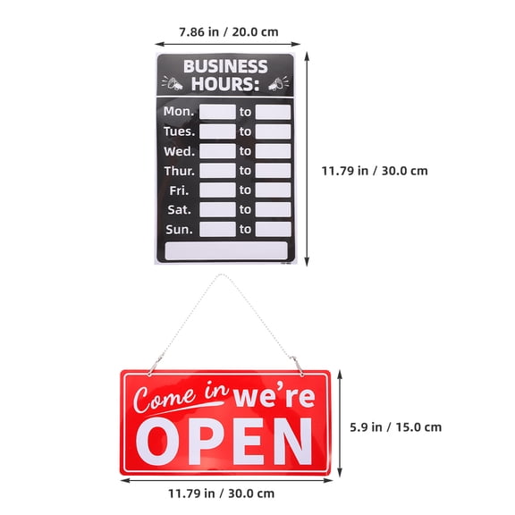 PENIKOKO Business Hours Sign Set, Clear Store Opening Hours Display, Office & Bank Use, 30x15in PVC Signage