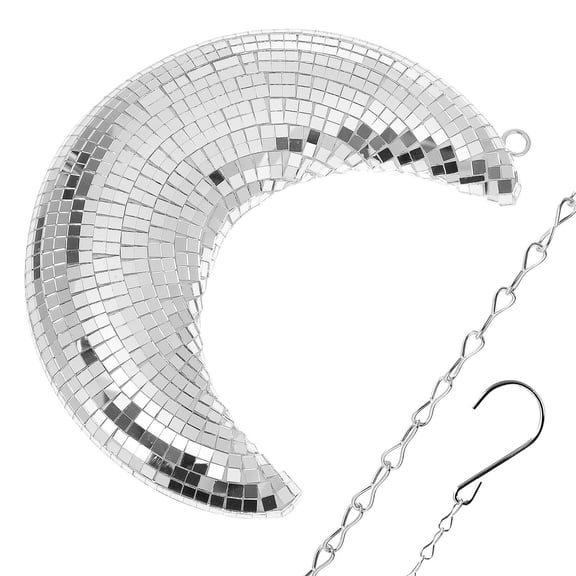PENIKOKO Moon Shaped Glass Disco Light Reflection Hanging Decoration for Home Party Room Ambiance