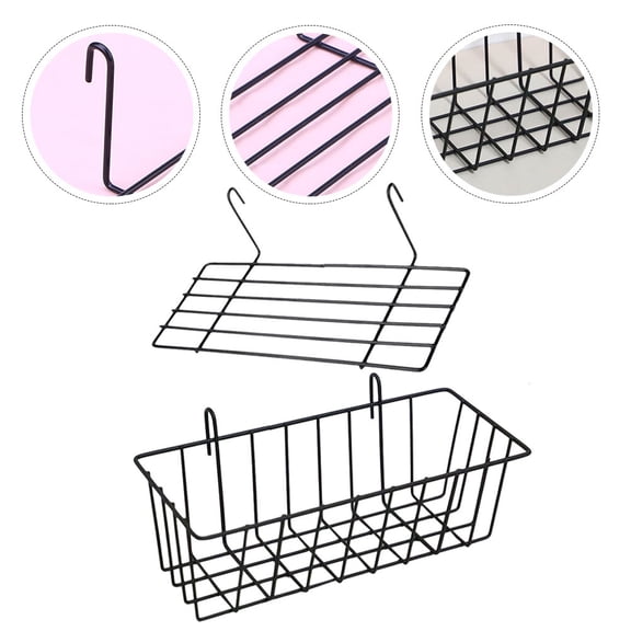 PENIKOKO 1 Set Wall Grid Organizer Iron Water Resistant Black for Hotel Decor