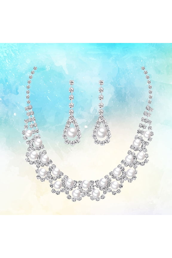 Elegant Bridal Jewelry Set for Women Wedding Necklace Earrings and Bracelet Accessories