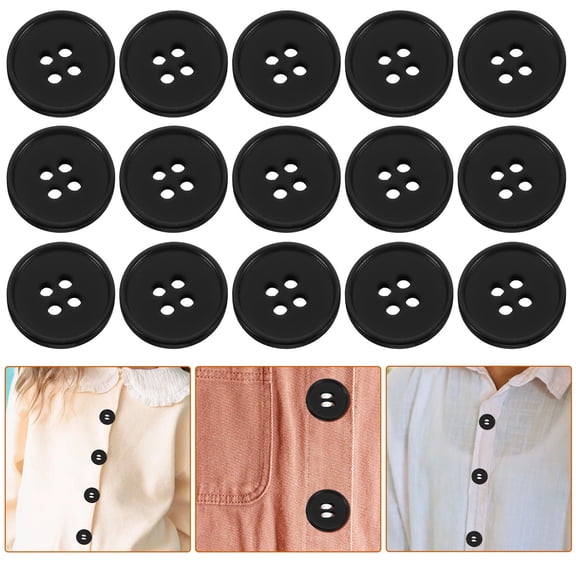 PENIKOKO 100Pcs Black Round Resin Buttons Four Hole for Sewing Jacket Coat Shirt Craft