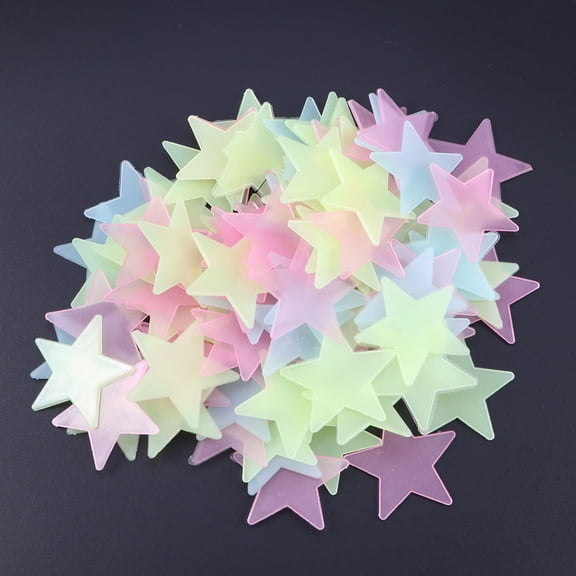 PENIKOKO 100Pcs Fluorescent Star Stickers Assorted Colors Plastic Stars for Wall Decoration and Crafts