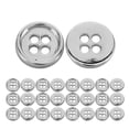 PENIKOKO 100Pcs Plated Silver Round Zinc Alloy Buttons for Sewing Four ...