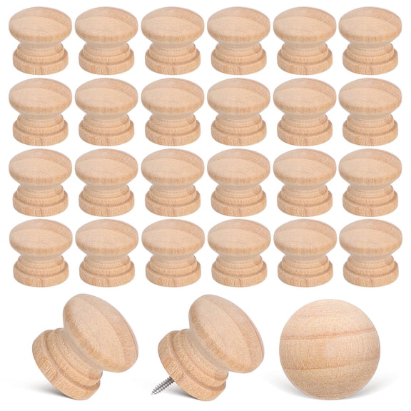 PENIKOKO 100Pcs Unfinished Wood Drawer Knobs with Pre Drilled Holes Rustic Cabinet Pulls
