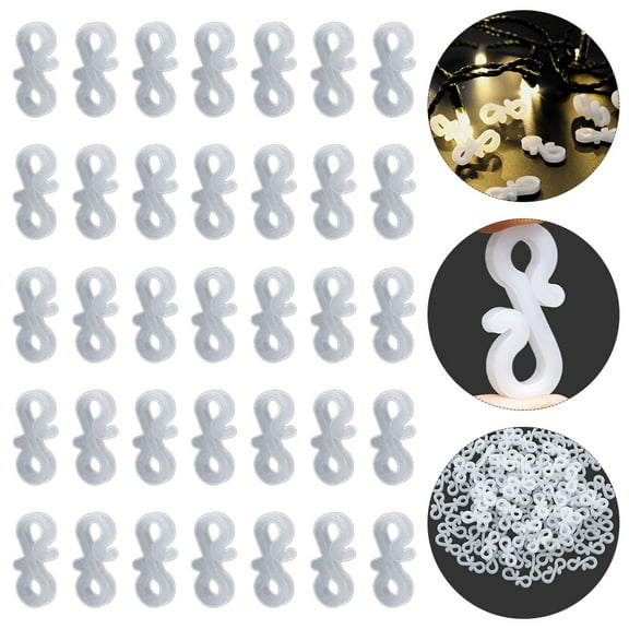 PENIKOKO 100Pcs White Plastic S Gutter Hooks for Outdoor Lights Securing Decorative String Lights