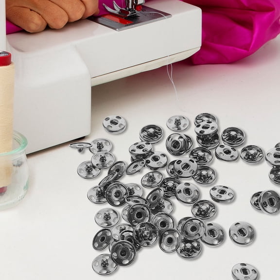 PENIKOKO 100pcs Dark Grey Snap Fasteners for Clothing and Easy to Install Secure Buttons for Home Sewing Projects