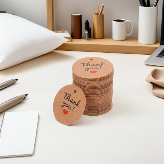 PENIKOKO 100pcs Multi-Color Kraft Paper Round Labels for Wedding, Party, Christmas, Rustic Decorations and Tags