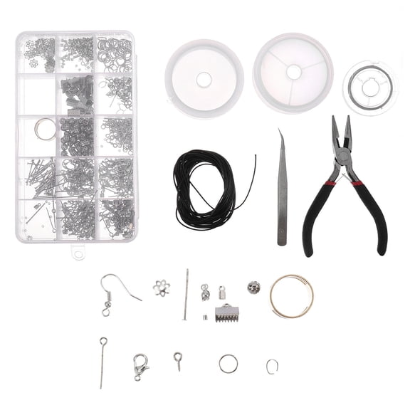 PENIKOKO 1047Pcs Jewelry Making Accessory Kit Silver Alloy for Adults Jewelry Making