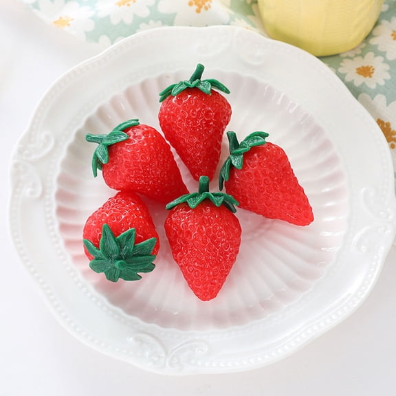 PENIKOKO Artificial Strawberries Set, Realistic PVC Fake Fruit Decor for Home, Kitchen, Party Decoration