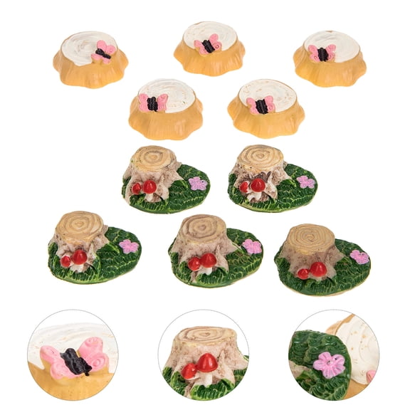 PENIKOKO 10Pcs Artificial Tree Stump Resin Assorted Color Outdoor Garden Decor