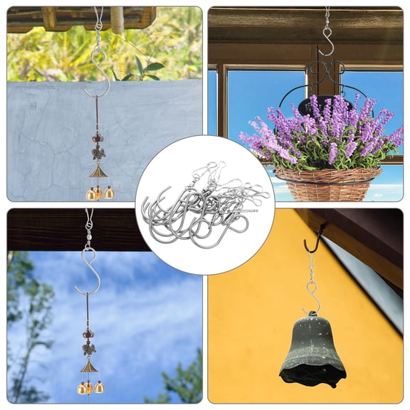 PENIKOKO 10Pcs Heavy Duty Silver Swivel Hooks for Wind Spinners Flower Pots and Solar Lights Hanging Use