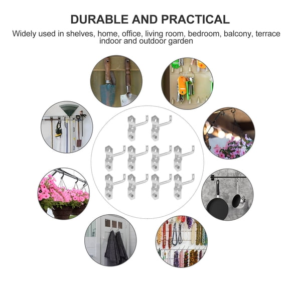 PENIKOKO 10Pcs Home Storage Hooks Plated Silver Iron Galvanized Wall Mount Tool Organizer