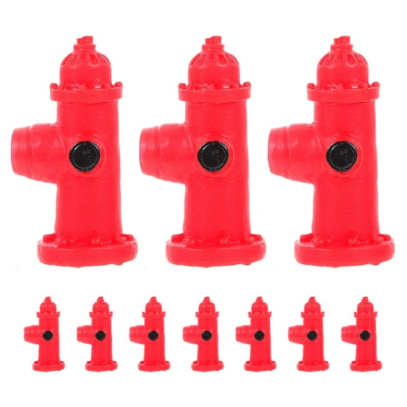 PENIKOKO 10Pcs Red Resin Fire Hydrant Model for Dollhouses and Miniature Scenes