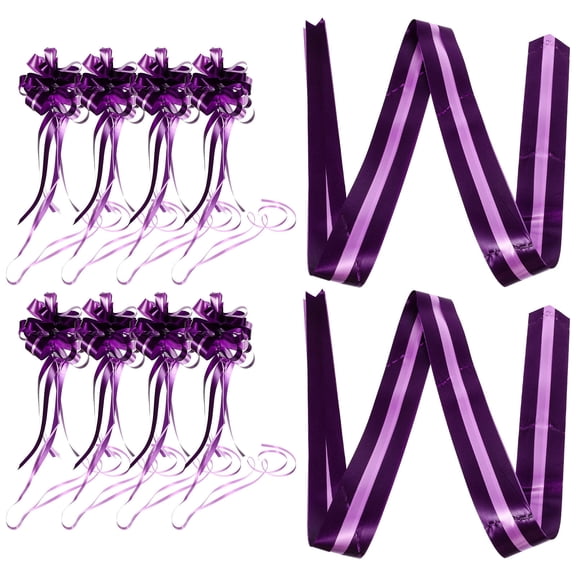 PENIKOKO 10Pcs Romantic Wedding Car Bows Purple Plastic Pull Ribbon Bow Wrapping Supplies
